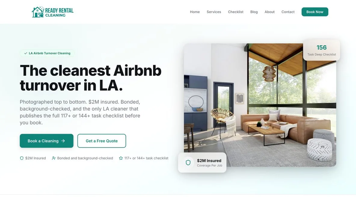 Ready Rental Cleaning site built by Tested Media, SEO company serving St. Petersburg